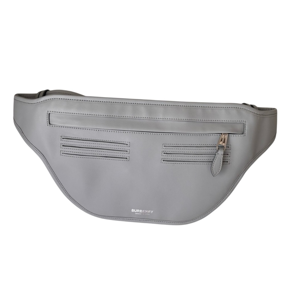 Burberry Brummell Unisex Men’s Calf Leather Belt Bag Cloud Grey Never Used